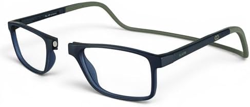 Clic Magnetic Reading Glasses by Slastik, Computer Readers, Soft Foldable Band, Replaceable Lens, Adj Temples, Barat, (S-XL)