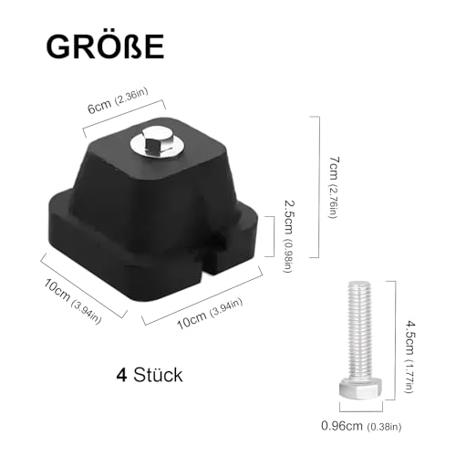 4 Stück Bodenkonsolen Dämpfungsstützen Gummidämpfungsstecker Anti-Vibrationsfüße Wasserdichter und Stoßdämpfender für Klimaanlage in 500 kg MAX (10 * 10 * 7CM)