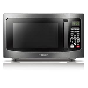 TOSHIBA EM131A5C-BS Countertop Microwave Ovens 1.2 Cu Ft, 12.4″ Removable Turntable Smart Humidity Sensor 12 Auto Menus Mute Function ECO Mode Easy Clean Interior Black Color 1100W