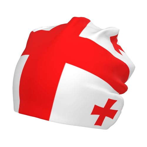 Georgian Flag Children Hip Hop Knitted Hat Kids Elastic Leisure Knit Cap Warm Sleep Beanies Black