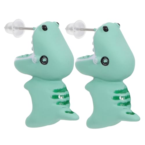 Pendientes de dinosaurio verdes de plástico con cadena colgante estilo creativo