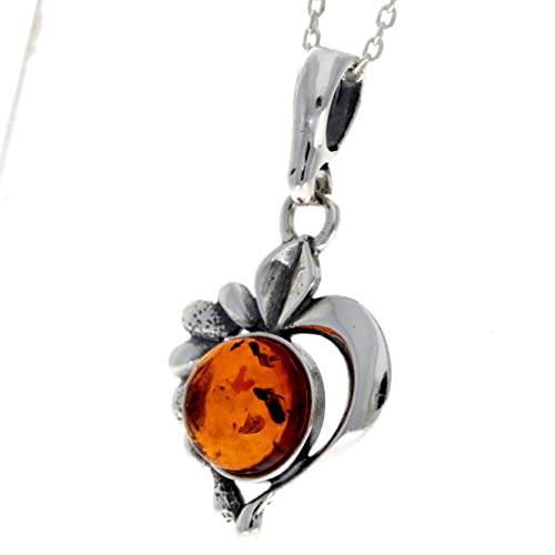 Genuine Baltic Amber & Sterling Silver Heart Pendant without Chain - 16262