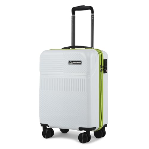 Image of Move-Meant Cabin VoyageWare Small Suitcase 55 Cm 8 Wheels Number Lock Poly Carbonate Off White /Neon GreenTrolley Bag for Men & Women | 360 Degree Wheeling System Luggage | Trolley Bags for Travel