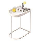 Mesa de extremo mesa de borde de hierro de metal simple, dormitorio, cama, jardín al aire libre, mesa de café pequeña, fácil de instalar y limpiar (Color: negro, tamaño: 35x47,5 cm) (White 35x47,5cm)