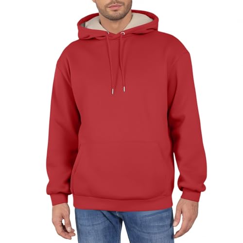 Ymosrh Men's Casual Hoodies, Fleece Lined Hoodie Fall Winter Warm Pullover Hooded Sweatshirts with Pocket, M-3XL