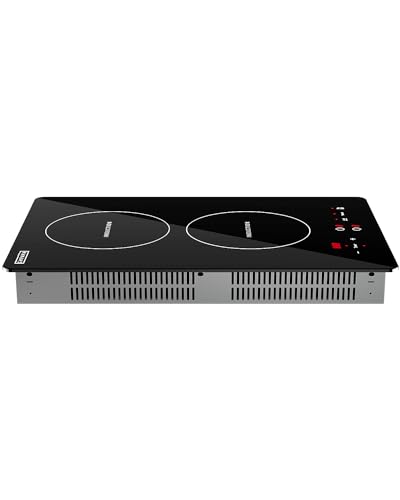 Image of Empava Electric Stove Induction Cooktop Vertical with 2 Burners in Black Vitro Ceramic Smooth Surface Glass, 120V