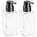 mDesign Glass Refillable Foaming Hand Soap Dispenser Modern Square Pump Bottle for Bathroom Vanities or Kitchen Sink, Countertops - 2 Pack - Clear/Black