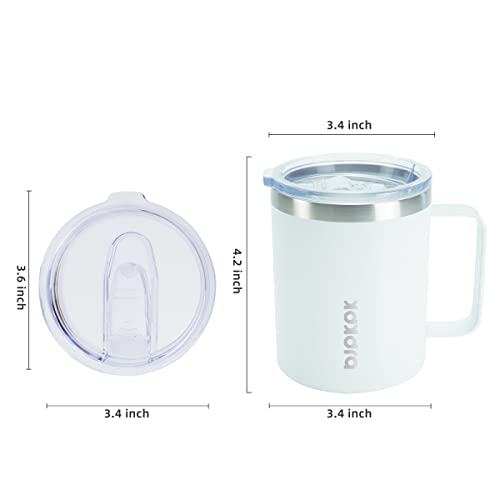 Image of BJPKPK 2PCS Insulated Coffee Mug with Lid, 14oz Stainless Steel Tumbler | Travel Coffee Mug with Handle, Vacuum Insulated Tumbler Cup for Camping, Office, Home, BPA Free Lid, Hot & Cold