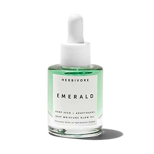 Herbivore Botanicals Emerald Deep Moisture Glow Oil Moisturizing Face Oil with Adaptogens and Squalane to Hydrate and Defend Against Visible Signs of Aging (1 fl oz)