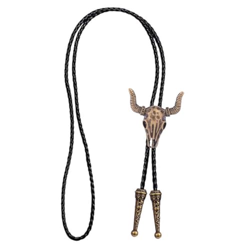 Image of GelConnie Bolo Ties for Men Women Western Cowboy Tie Mens Western Necklace Leather Necktie Gold Bolero Tie Cowboy Necklace