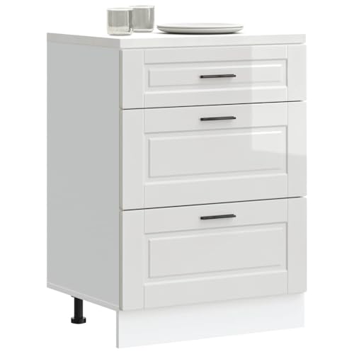 Gecheer Mueble bajo de Cocina Porto Alto Brillo Blanco Aparador Comedor,Mueble Auxiliar,Alacena de Cocina Estantería de Cocina,Muebles de Cocina TY-2