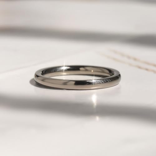 DoubleAccent 2MM Comfort Fit Titanium Wedding Band Classic Domed Ring (Size 1 to 12)4