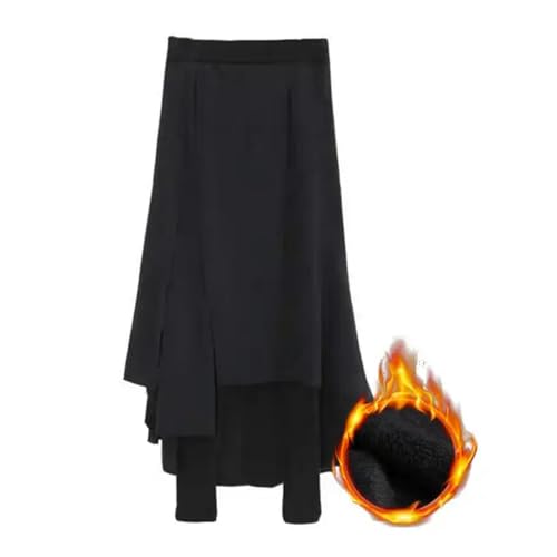 MdybF Gonna Lunga Donna Leggings in Pile Donne Gonnette Pantaloni Culotte Inverno Autunno più Dimensioni Vestiti Paffuti Clinggins Skort Skort-Black Addensato-XL