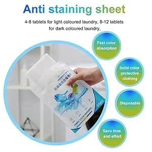 Image of Color Catcher Laundry Sheets | Fabric Color Absorber Anti Color Transfer Wash Sheets | Dye Trapping Laundry Paper for Mixed Clothes | Washing Machine & Hand Wash | 50 Sheets