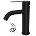 Rubinetto Bagno Lavabo Aoufottes, per Miscelatore Lavabo Alto e Lavandino Bagno, e Fredda e Calda Regolabile Rubinetto, Miscelatore Bagno con Funzione di Risparmio Idrico, Nero Rrubinetto per Lavabo.