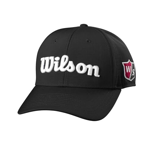 Gorra Wilson, Gorra W/S Performance Mesh, Con Material de malla transpirable, Accesorios de Golf para hombre, Negro