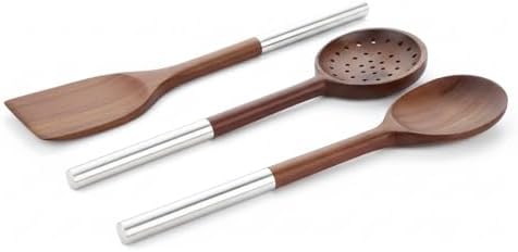 %100 Doğal Akasya Ahşap & Paslanmaz Çelik 3’lü Mutfak Seti | Kaşık, Spatula, Kevgir | Isıya Dayanıklı ve Şık Servis Takımı (Spatula) - Görsel 5