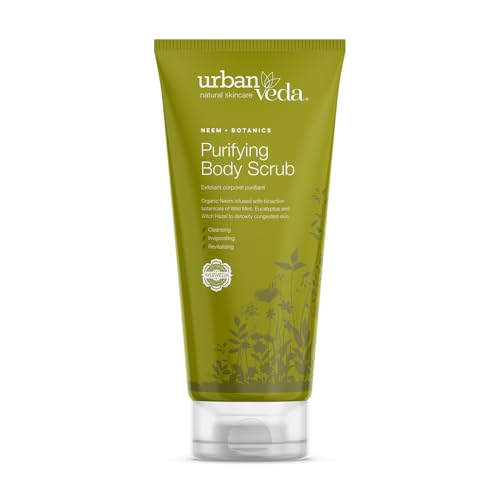 Urban Veda Purifying Body Scrub | Salicylic Acid and Witch Hazel | Natural Pore Cleaner for Back Acne & Body Acne Treatment | Active Neem & Tea Tree Oil for Skin | For Oily & Congested Skin | 200 ML