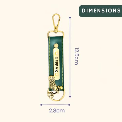 Image of Personalized Leather Keychain with Hook, Customised Leather Keychain for Men & Women | Added with Name & Charm