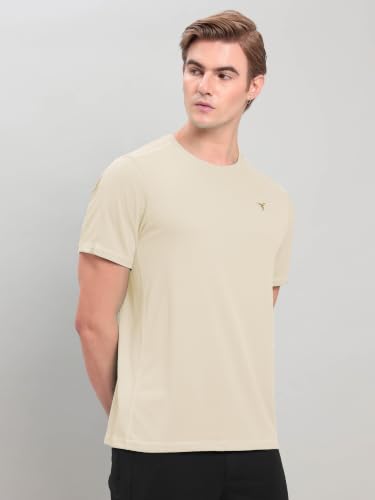 Image of TECHNOSPORT Men's Slim Fit Polyester Activewear Sports T-Shirt with Moisture-Wicking Comfort for Workout, Running & Gym