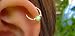 Dainty Gold Helix Piercing - Handmade 8mm Hoop with a Cute 3mm Green Opal - Thin 20 Guage 14k Gold Cartilage Earring Gold - Gold Cartilage Earrings For Women