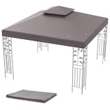 COSTWAY Ersatzdach Pavillon 3x3m, Pavillondach Ersatzbezug mit Doppeldach & Klettverschlüssen, Stabil & Wasserabweisend Einzeldach für Gartenpavillon (Grau)