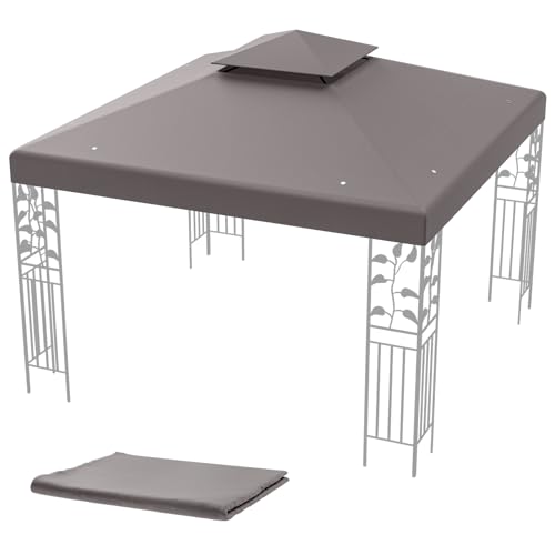 COSTWAY Ersatzdach Pavillon 3x3m, Pavillondach Ersatzbezug mit Doppeldach & Klettverschlüssen, Stabil & Wasserabweisend Einzeldach für Gartenpavillon (Grau)