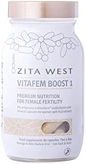 Zita West Vitafem Boost 1 Female Fertility Support Supplement - Helps to Support Female Fertility, Includes Folic Acid - Gluten Free and Vegan- One Months Supply, 60 Capsules