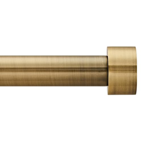 Curtain Poles End Cap Finials 1 inch diameter Antique Brass Extendable curtain pole 76 to 320 cm 3 piece brackets. 30 to 126 inch Heavy Duty curtain rod for Living room, Bedroom, Kitchen room