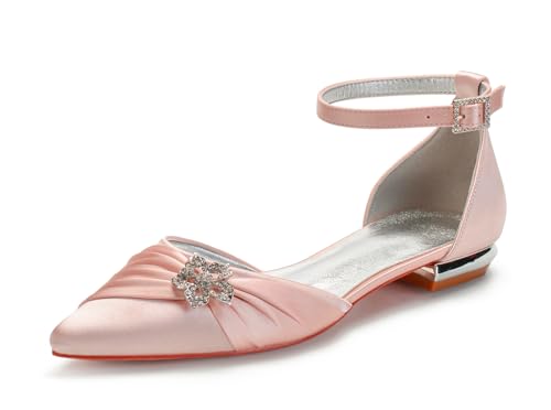 Womens Closed Toe Wedding Flats Shoes Bows Formal Party Pumps