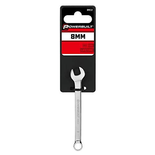 Image of Powerbuilt 8mm Combination Wrench, Metric 12 Point Double Ended Box and Open End, 15 Degree Offset - 644112