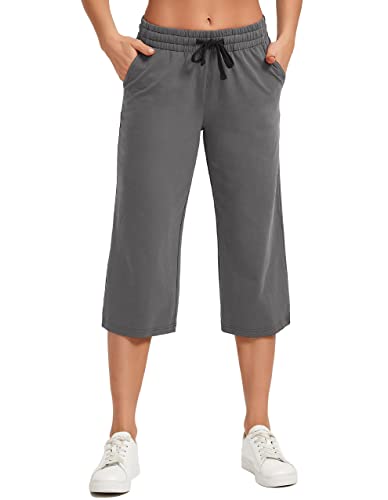 Image of SPECIALMAGIC Women Capri Pants Cotton Yoga Wide Leg Pajama Pants Capris Sweatpants Sports