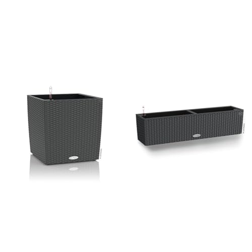 Lechuza Cube Cottage 30 Granit 15372 & BALCONERA Cottage 80 Granit 15612