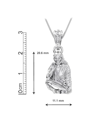 Pendentif Shree Sai Baba argent sterling 925 bijoux raffinés Mtrolls 4,9 g - 4