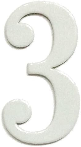 NumbersAndLetters - Fancy White Thick Outdoor Adhesive Reflective Mailbox Number or House Number - Single Digit Number 3 - Size - 3 Inch - 1/16 Inch thick