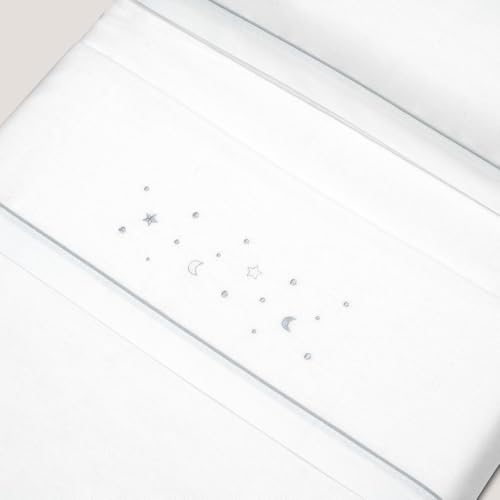 Linge de lit flanelle Interbaby Underzy avec drap plat blanc gris