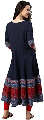 Yash Gallery Women's Cotton Embroidered Regular Fit Anarkali Kurta for Women