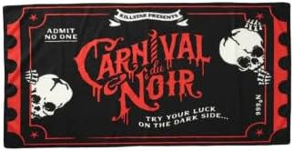 Killstar Sideshow Bath Towel Black and Red Carnival Goth Circus Skull