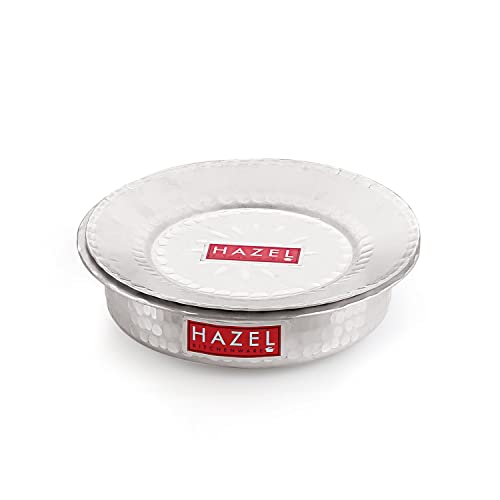 HAZEL Aluminium Langdi Patila Pot with Lid Hammered Finish Round Bottom Boiling Tope Vessels Bhagona Dekchi (1, 1300 ML)