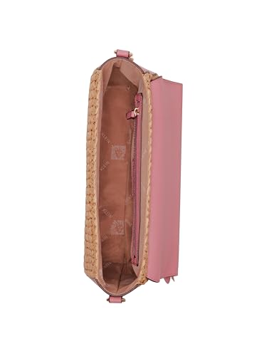 Anne Klein Soft straw flap shoulder bag with floral applique3