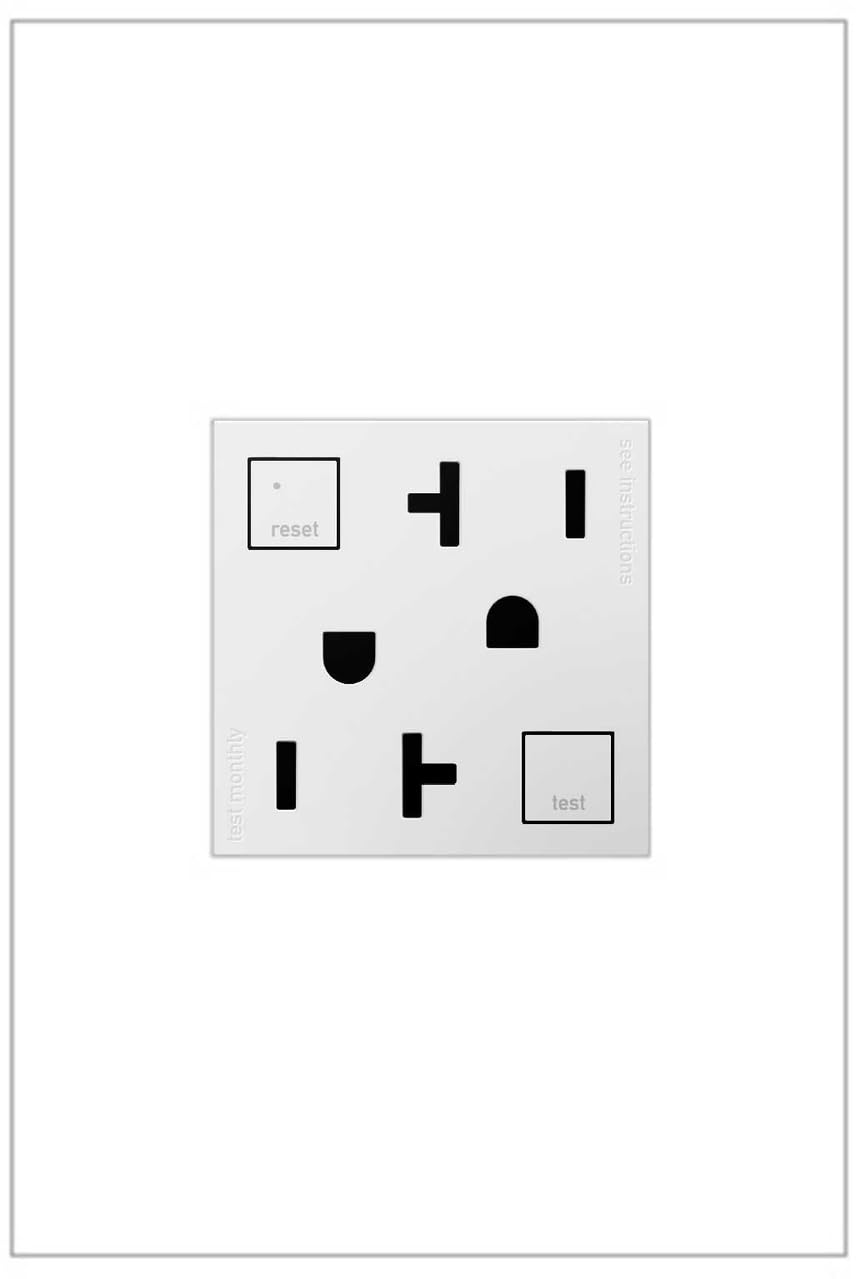 Legrand Adorne 20A GFCI Tamper-Resistant Outlet with Matching Wall Plate (White Finish), AGFTR2202W4