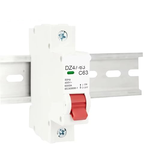 Pequeño interruptor automático DZ47 1P con curva de disparo tipo C y fijación rápida 3