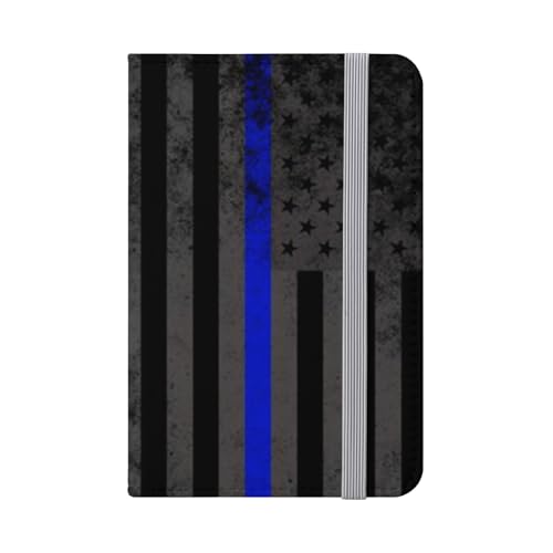 Blue Line American Flag Passport Holder Patriotic Leather Passport Wallet Cover Case for Women Men Travel Accessories
