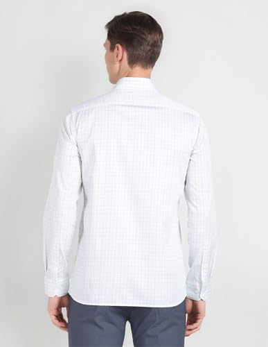 Image of Arrow Men Slim fit Cotton Checked Long Sleeves Cutaway Collar Shirt