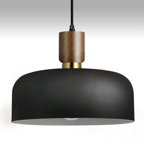 11.6" Modern Black Hanging Light,Large Pendant Light for Kitchen Island,Solid