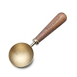 Easyworkz Retro Kaffeelöffel aus Edelstahl mit schwarzem Walnuss-Griff 10 g, Messlöffel, für Kaffeebohnen oder Tee, Gebürstetes Gold