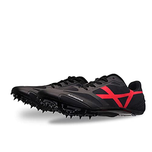  BLBK Spikes - Scarpe da corsa da uomo, a media distanza, 8/7, unisex, per atletica leggera, antiscivolo, con punte e stampa, Nero 600., 38 EU