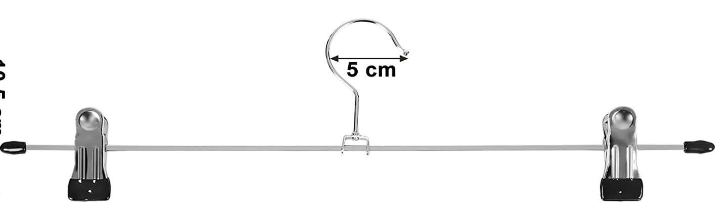 ‎SONGMICS wieszak na spodnie z metalu, zestaw 10 sztuk, wieszak na ubrania z klamrami, długość 40 cm, antypoślizgowy, do spodni, spódnic i skarpet, wieszak na spódnicę, dobre obciążenia, metaliczny