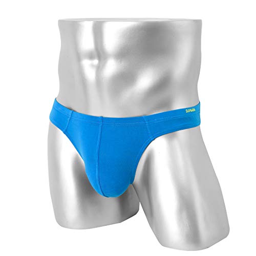 Sumaba Bamboo Mens Thong Underwear Sexy Thong G-String Male Butt-Flaunting T-Back, Blue 1 Pack, Medium #TOP4