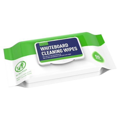 LOUKIN Dry Erase Wipes, Whiteboard Cleaning Wipes, Non-Toxic Cleaning Wipes for Whiteboard, 50 Wipes...